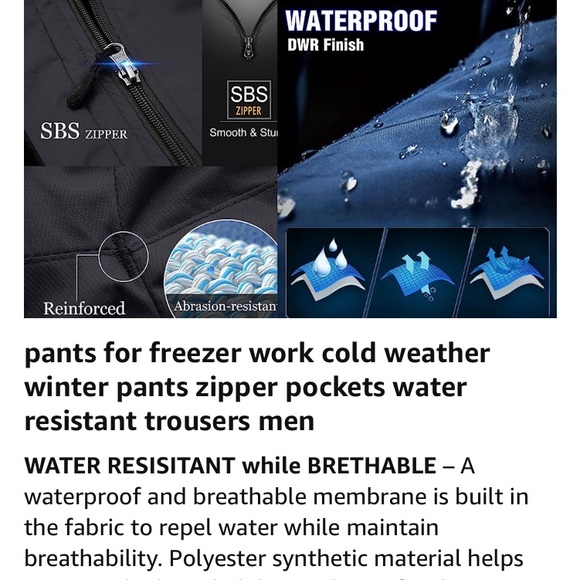 Toomett Men's hiking Snow Pants Skiing Winter Insulated Fleece Lined NEW Size 32 - Picture 5 of 12